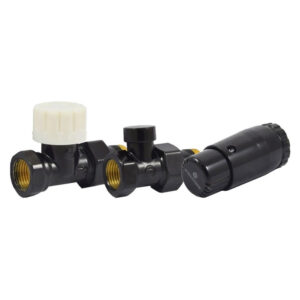 Комплект подключения SCHLOSSER STANDARD MINI 1/2″ прямой, Ral 9005, с термоголовкой MINI М30х1,5