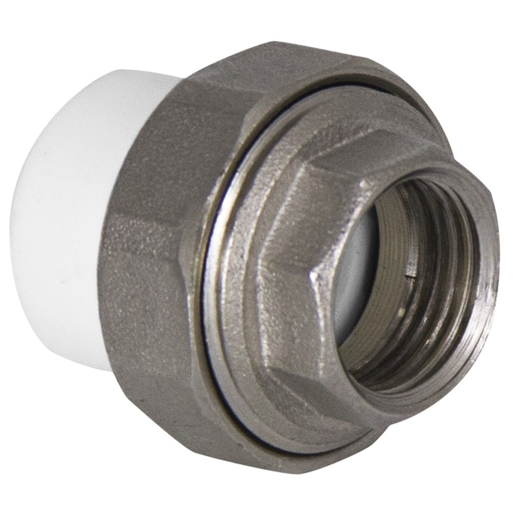 Муфта TEBO бел. PP-R комбин. разъемная (Американка) 25х3/4″ ВР (10/100), арт. 015020805