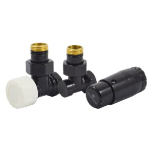 Комплект подключения SCHLOSSER STANDARD MINI 1/2″ угловой, Ral 9005, с термоголовкой MINI М30х1,5