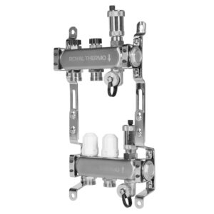 Коллектор Royal Thermo нерж. в сборе универсальный 1″ ВР-3/4″ НР с автомат. воздухоотвод-ми 2 вых.