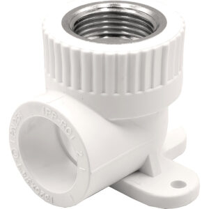 Угольник THERMOLIGHT комбинированный PP-R ВР с креплением 25х3/4″ белый (10/80)