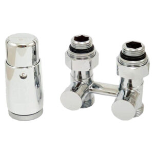 Комплект узла нижнего подкл SCHLOSSER прямой STANDARD 3/4″ (хром) с термоголовкой М30х1,5, ниппеля