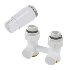 Комплект узла нижнего подкл SCHLOSSER прямой STANDARD 3/4″ (белый) с термоголовкой М30х1,5, ниппеля