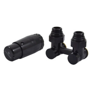 Комплект узла нижнего подкл SCHLOSSER угловой STANDARD 3/4″ (Ral 9005) с термогол. М30х1,5, ниппеля
