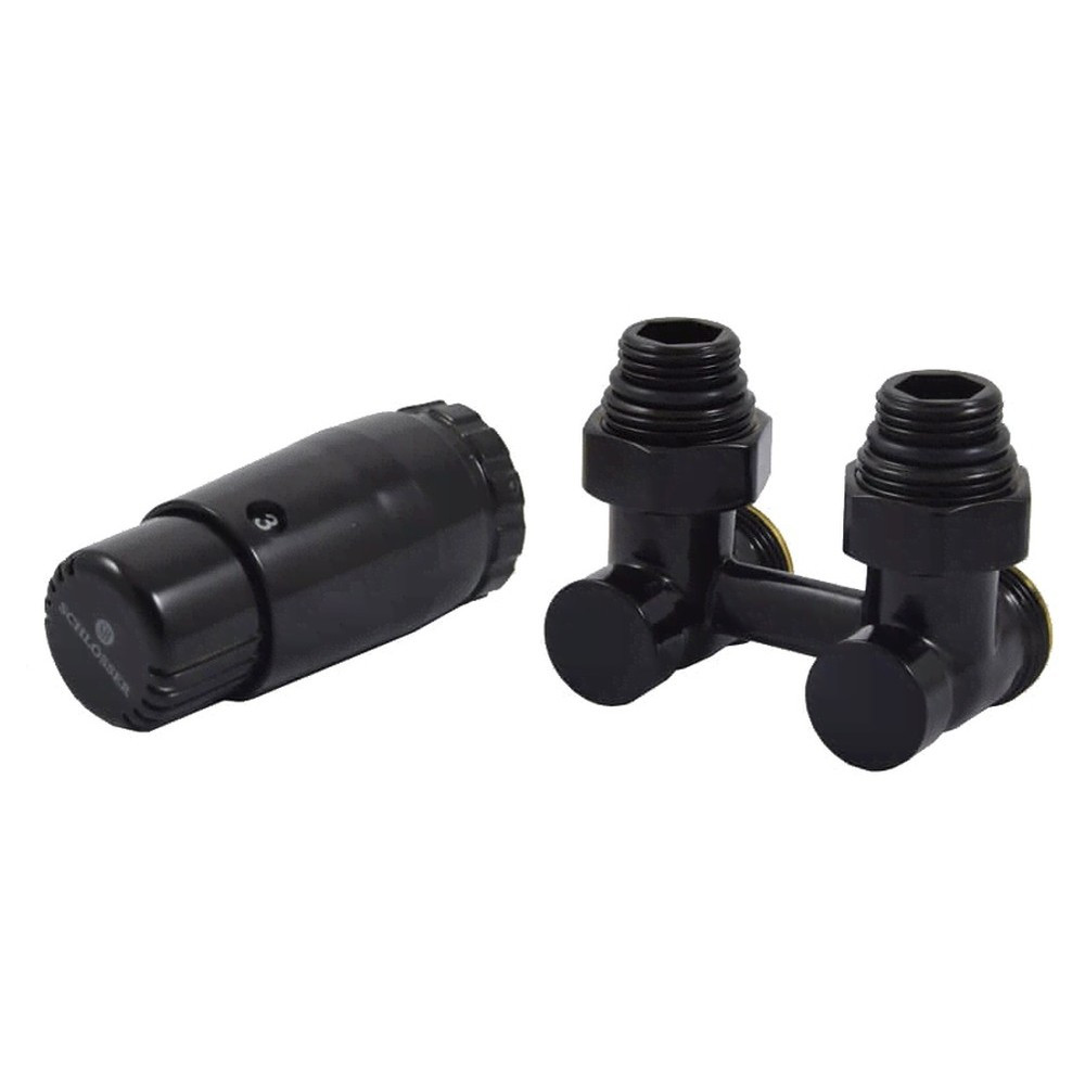 Комплект узла нижнего подкл SCHLOSSER угловой STANDARD 3/4″ (Ral 9005) с термогол. М30х1,5, ниппеля