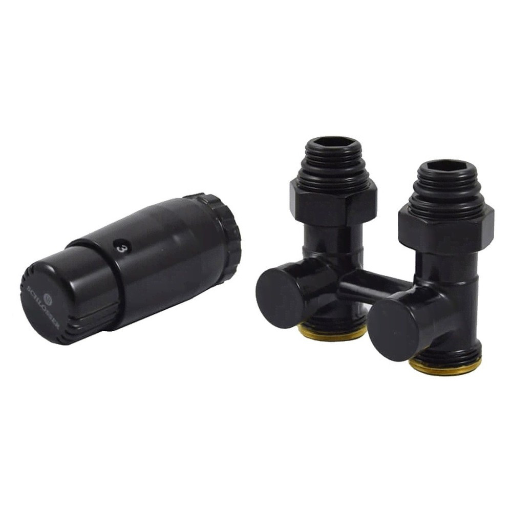 Комплект узла нижнего подкл SCHLOSSER прямой STANDARD 3/4″ (Ral 9005) с термогол. М30х1,5, ниппеля