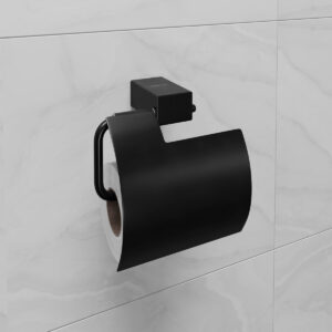 Держатель для туалетной бумаги SMOOTH LINE с крышкой, черный