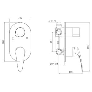 Смеситель Lemark Linara LM0427C для ванны и душа, встраиваемый