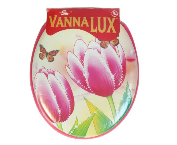 Сиденье для унитаза мягкое, розовое с рисунком ОКЕАН/Vanna Lux