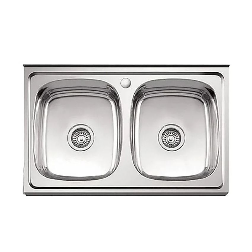 Мойка нерж.сталь 800 х600 накладная двойная 0,6/170 мм L98060B-6 LEDEME