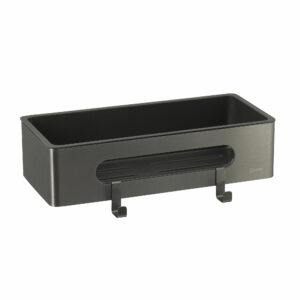 Полка для душа прямая LEMARK SHELF LINE из нерж. стали с крючками, графит/вставка-пластик графит