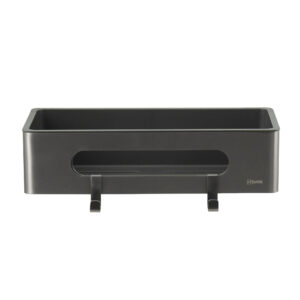 Полка для душа прямая LEMARK SHELF LINE из нерж. стали с крючками, графит/вставка-пластик графит
