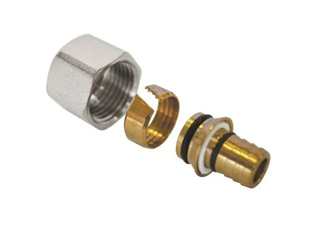 Фитинг коллекторный евроконус/обжим для PEX трубы 16(2,2)х3/4 ЕК AQUALINK (02722)
