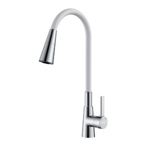 Смеситель ROSSINKA Z35-39-White для кухни с гибким поворотным изливом, белый
