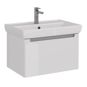 Тумба Lemark BUNO MINI 70 см под 1 раковину, подвесная, 1 ящик, цвет планки: Серый, цвет корпуса, фа