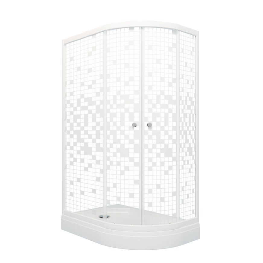 Душевой уголок 1200х800 Коралл А левый, низкий поддон, Белый, Мозаика (3 места)