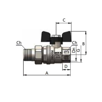 Кран шар д=20 б г/ш американка (15153H) Hoobs