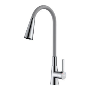 Смеситель ROSSINKA Z35-39-Gray для кухни с гибким поворотным изливом, серый