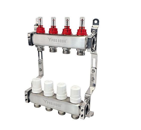 Коллекторная группа нерж. с расходомерами 1 x12 вых ЕК 3/4 (V500MB.NO.12) PRO AQUA