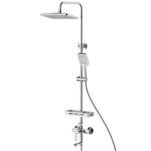 Смеситель DECOROOM DR22071 для ванны и душа с регулируемой высотой штанги и верхней душевой лейкой “