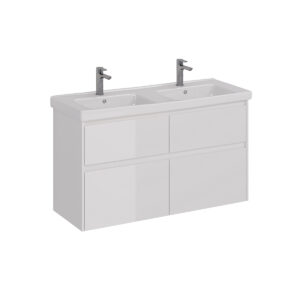 Тумба Lemark COMBI 125 см под 2 раковины, подвесная/напольная,4 ящика, цвет корпуса, фасада: Белый г