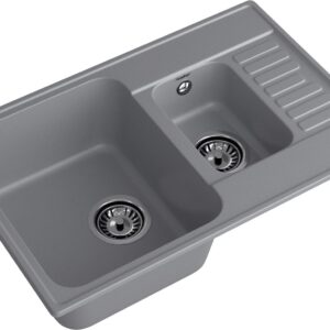 GranFest QUARZ (ECO-21К) Мойка 1,5-чаш+кр 740*480 (темно-серый)