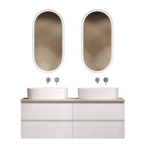 Мебель для ванной комнаты Sancos Сноб T (Snob T) 140 белая (bianco), столешница бежевая TT140A2, раковина CN6075