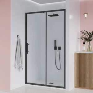 Душевая дверь в нишу Veconi Evo 100 B 100 см, профиль матовый черный, стекло прозрачное