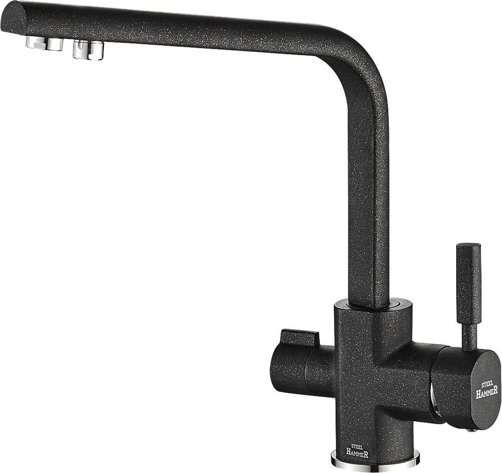 Смеситель для кухни Steel Hammer SH 909 Black Cr гранит, рычажный
