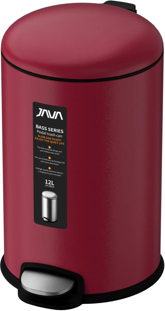 Мусорное ведро Java S-885-12R 12 л, для туалета, малиновое