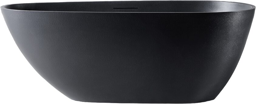 Ванна из искусственного камня Abber Dortmund 170x75 см, отдельностоящая, черная, овальная, со сливом-переливом