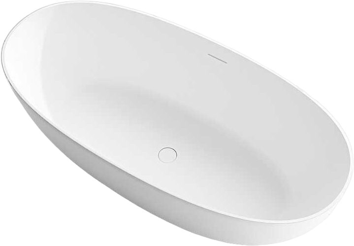 Ванна из искусственного камня Vincea Солид Серфейс (Solid Surface) VBT-6S01MW 170x75 см, отдельностоящая, матовая белая, овальная, на ножках, со сливом-переливом, с донным клапаном