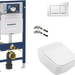 Комплект 4 в 1 Унитаз подвесной Villeroy & Boch Venticello 4611RL01 + Инсталляция Geberit Duofix UP 320 111.950.00.6 (111.300.00.5) + Кнопка Sigma 30 115.883.KJ.1 цвет белый, глянцевый хром + Крепления 111.815.00.1, к стене