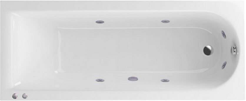 Акриловая ванна Excellent Aurum Slim Hydro WAEX.AUR18S.HYDRO.CR 180x80 см, встраиваемая, с гидромассажем, белая, с каркасом, со сливом-переливом